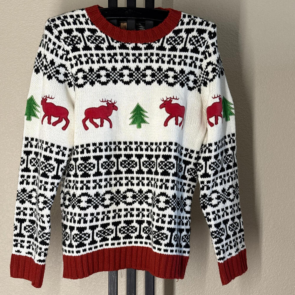 Festified Ugly Christmas Sweater XL Reindeer Fair Isle Wool